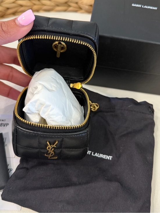 Saint Laurent Handbags - Authentic Saint Laurent Black Quilted Leather Mini Vanity Purse
